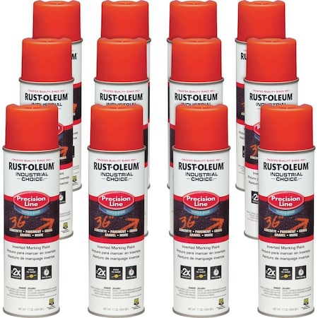 Rust-Oleum Precision Line Marking Paint, 20 oz, Alert Orange, Water -Based 12 PK RST203035CT